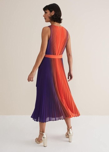 Phase Eight Simara Ombre Pleated Dress Multicolor USA | 5908624-TG